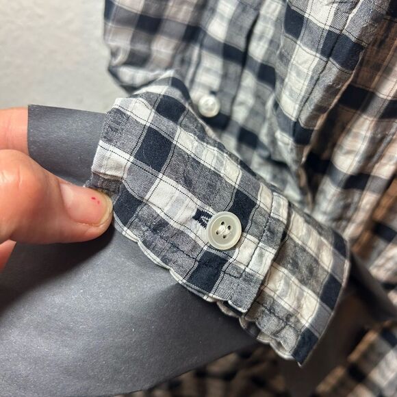 VERONICA BEARD ladies BLUE WHITE SHERRY shirt DRESS small gingham plaid ruffle - Picture 11 of 16